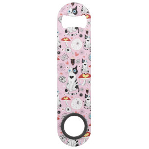 patroon van katten en bloemen speed flessenopener