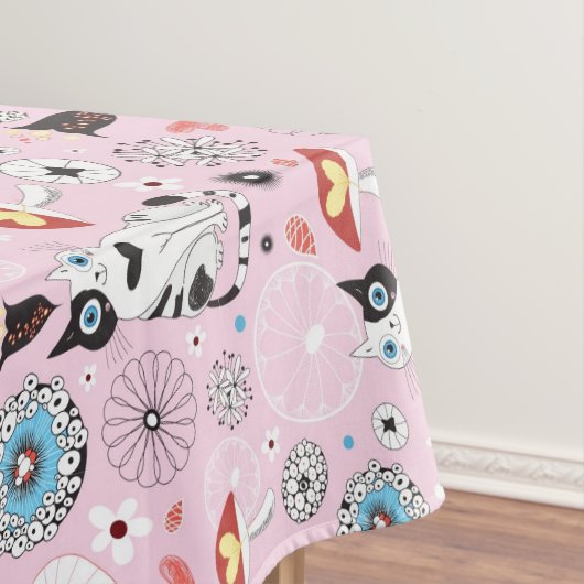 patroon van katten en bloemen tafelkleed (Voorbeeld)
