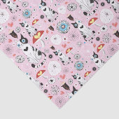 patroon van katten en bloemen tissuepapier (Detail)