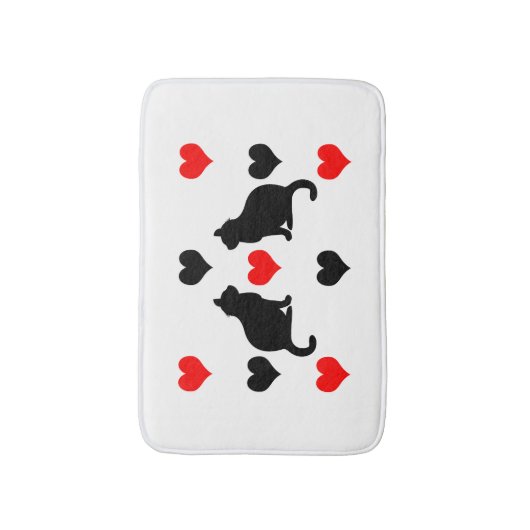 patroon van katten en harten badmat (Voorkant Verticaal)