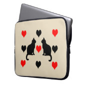 patroon van katten en harten laptop sleeve (Voorkant Links)