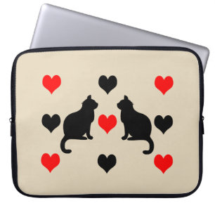 patroon van katten en harten laptop sleeve