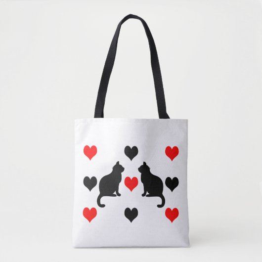 patroon van katten en harten tote bag (Voorkant)