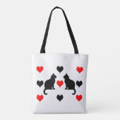 patroon van katten en harten tote bag (Achterkant)