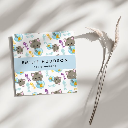 Patroon van Katten, Huisdierenwinkel, Kattenoppas, Vierkante Visitekaartje