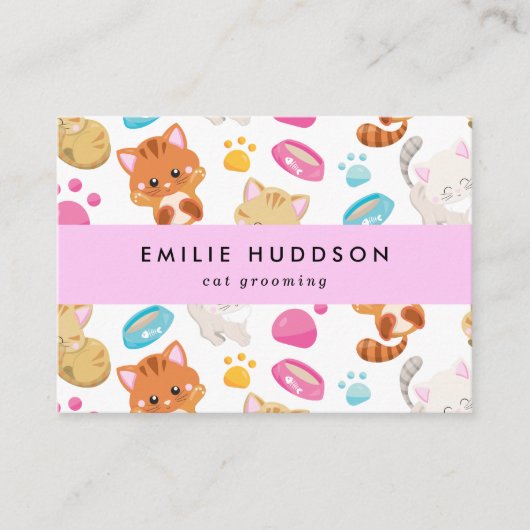 Patroon van Katten, Huisdierenwinkel, Kattenoppas, Visitekaartje (Voorkant)