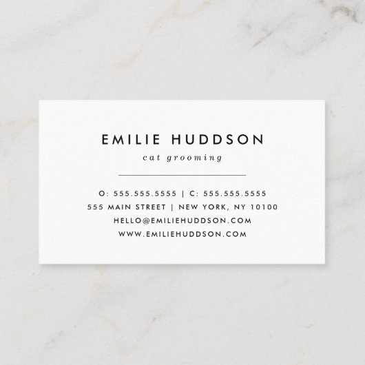 Patroon van Katten, Huisdierenwinkel, Kattenoppas, Visitekaartje (Achterkant)