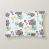 Patroon van katten, kattenkatten, Kittens, vis Accent Kussen (Voorkant)