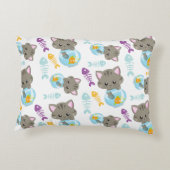 Patroon van katten, kattenkatten, Kittens, vis Accent Kussen (Achterkant)
