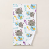 Patroon van katten, kattenkatten, Kittens, vis Bad Handdoek (Handdoek)