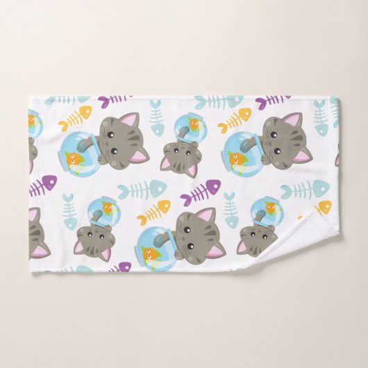 Patroon van katten, kattenkatten, Kittens, vis Bad Handdoek (Handdoek)