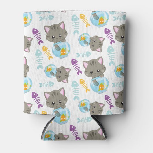 Patroon van katten, kattenkatten, Kittens, vis Blikjeskoeler (Voorkant)