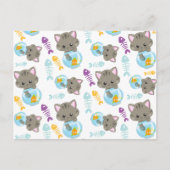 Patroon van katten, kattenkatten, Kittens, vis Briefkaart (Voorkant)