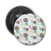 Patroon van katten, kattenkatten, Kittens, vis Button Flesopener (Voorkant)