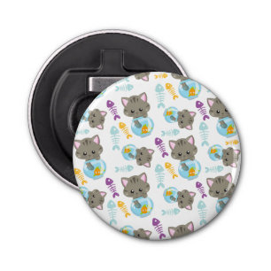 Patroon van katten, kattenkatten, Kittens, vis Button Flesopener
