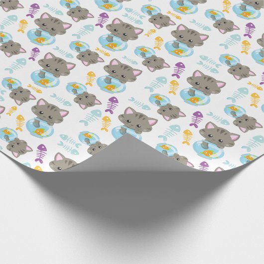 Patroon van katten, kattenkatten, Kittens, vis Cadeaupapier (Hoek)
