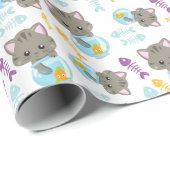 Patroon van katten, kattenkatten, Kittens, vis Cadeaupapier (Rol Hoek)