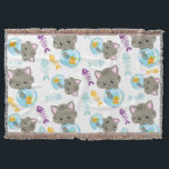 Patroon van katten, kattenkatten, Kittens, vis Deken<br><div class="desc">Kute,  leuke en schattige patronen met katten,  viskommen en vissen. Moderne en trendy gave,  perfect voor de kattenliefhebber in je leven.</div>