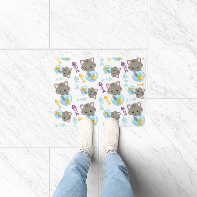 Patroon van katten, kattenkatten, Kittens, vis Deurmat (Binnen)