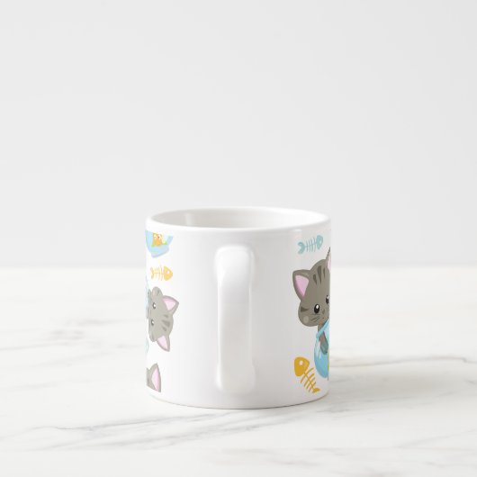 Patroon van katten, kattenkatten, Kittens, vis Espresso Kop (Achterkant)