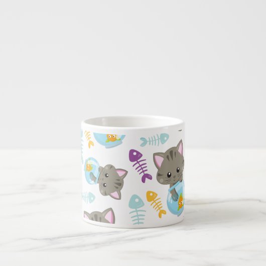 Patroon van katten, kattenkatten, Kittens, vis Espresso Kop (Voorkant)