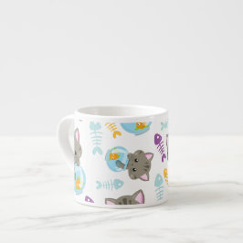 Patroon van katten, kattenkatten, Kittens, vis Espresso Kop