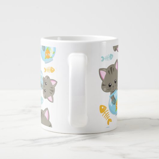 Patroon van katten, kattenkatten, Kittens, vis Grote Koffiekop (Achterkant)