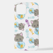 Patroon van katten, kattenkatten, Kittens, vis iPhone Hoesje (Achterkant)