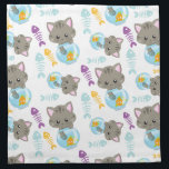 Patroon van katten, kattenkatten, Kittens, vis Katoenen Servet<br><div class="desc">Kute,  leuke en schattige patronen met katten,  viskommen en vissen. Moderne en trendy gave,  perfect voor de kattenliefhebber in je leven.</div>