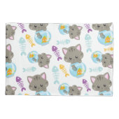 Patroon van katten, kattenkatten, Kittens, vis Kussensloop (Achterkant)