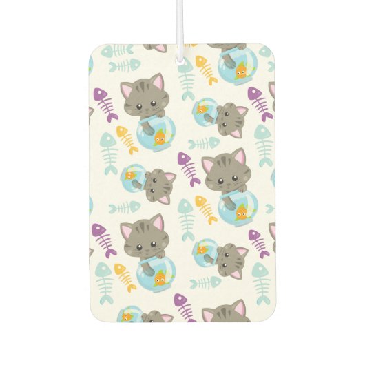 Patroon van katten, kattenkatten, Kittens, vis Luchtverfrisser (Voorkant)