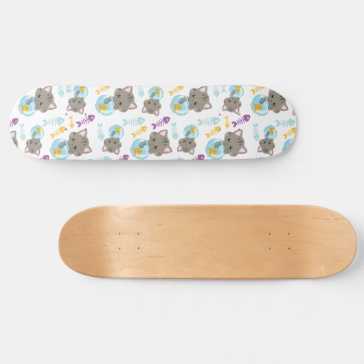 Patroon van katten, kattenkatten, Kittens, vis Persoonlijk Skateboard (Horizontaal)