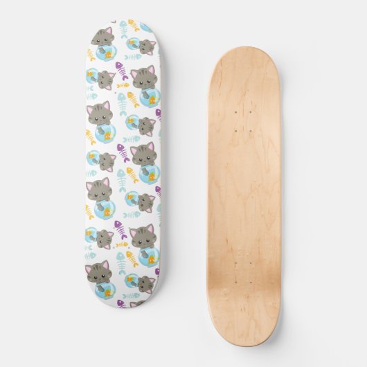 Patroon van katten, kattenkatten, Kittens, vis Persoonlijk Skateboard (Voorkant)