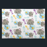 Patroon van katten, kattenkatten, Kittens, vis Placemat<br><div class="desc">Kute,  leuke en schattige patronen met katten,  viskommen en vissen. Moderne en trendy gave,  perfect voor de kattenliefhebber in je leven.</div>