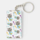 Patroon van katten, kattenkatten, Kittens, vis Sleutelhanger (achterkant)