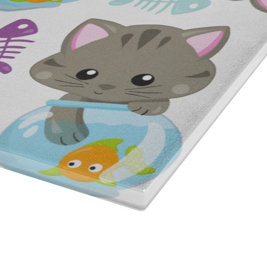 Patroon van katten, kattenkatten, Kittens, vis Snijplank (Hoek)