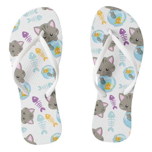 Patroon van katten, kattenkatten, Kittens, vis Teenslippers (Voetbed)