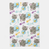 Patroon van katten, kattenkatten, Kittens, vis Theedoek (Verticaal)
