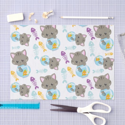 Patroon van katten, kattenkatten, Kittens, vis Tissuepapier (Craft)