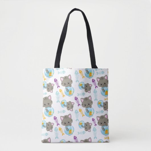 Patroon van katten, kattenkatten, Kittens, vis Tote Bag (Voorkant)