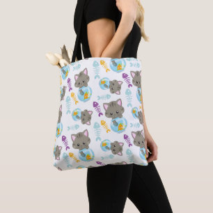 Patroon van katten, kattenkatten, Kittens, vis Tote Bag