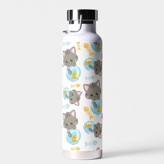 Patroon van katten, kattenkatten, Kittens, vis Waterfles (Rechts)