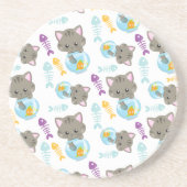 Patroon van katten, kattenkatten, Kittens, vis Zandsteen Onderzetter (Voorkant)