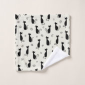 Patroon van katten, kattenkatten, zwarte katten, K Bad Handdoek (Wasdoekje)