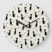 Patroon van katten, kattenkatten, zwarte katten, K Grote Klok (Voorkant)