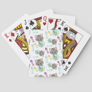 Patroon van katten, Malle katten, Kittens, Vis Pokerkaarten