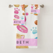 Patroon van katten, schattige katten, Kat, poten,  Bad Handdoek (Insitu)