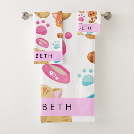 Patroon van katten, schattige katten, Kat, poten,  Bad Handdoek (Insitu)