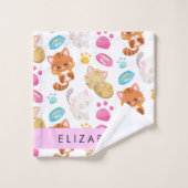 Patroon van katten, schattige katten, Kat, poten,  Bad Handdoek (Wasdoekje)