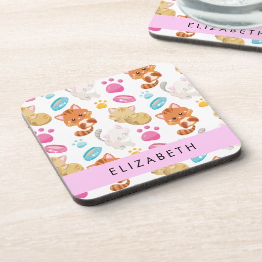 Patroon van katten, schattige katten, Kat, poten,  Bier Onderzetter (Linkerzijde)